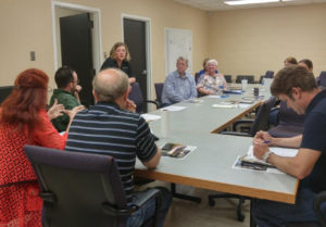 Kate Rugroroden, Bat World's Director of Special Projects, meets with Palestine city officials